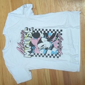 Disney Minnie Mouse Racing Tee - White & Pink